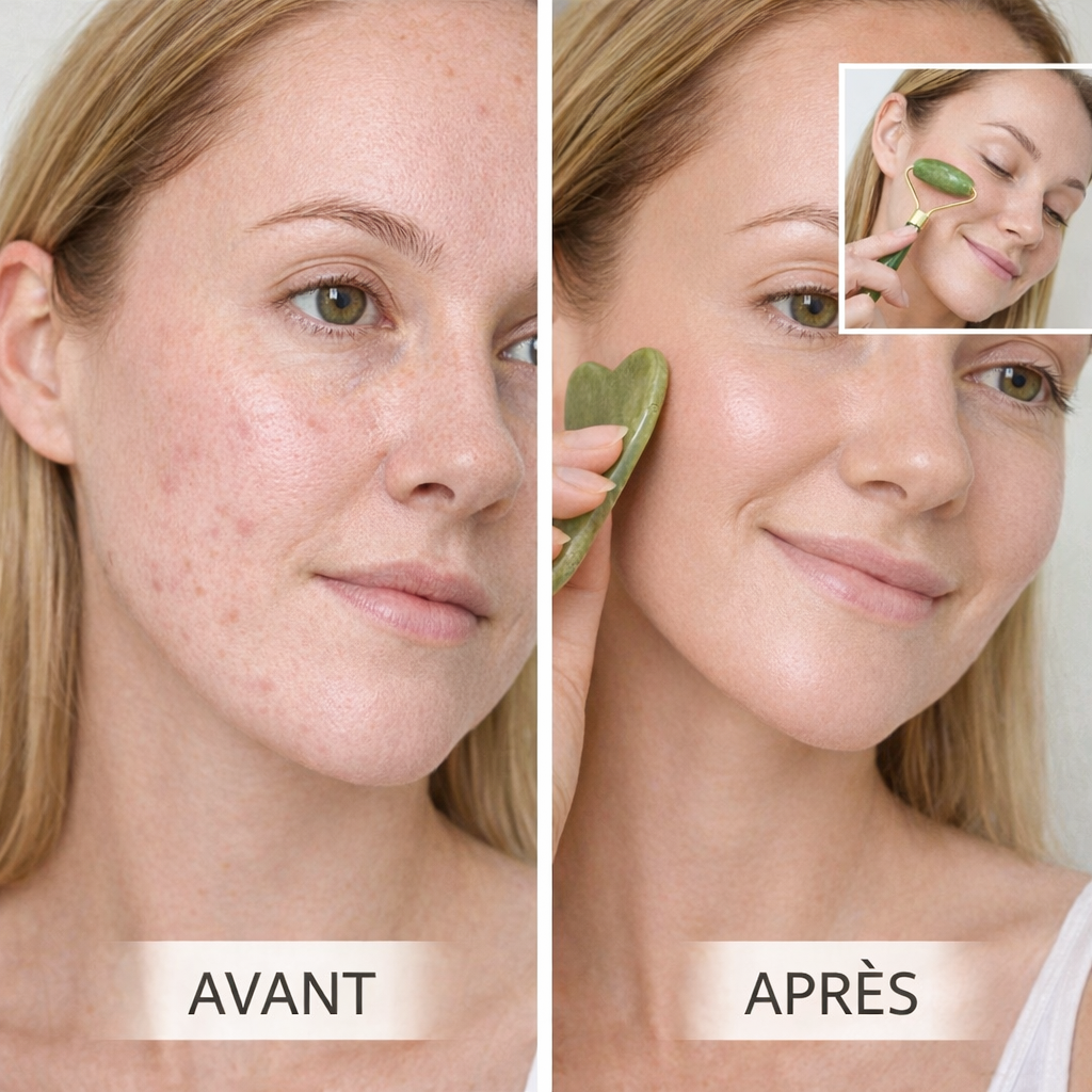 Natural Jade Gua Sha Stone & Roller